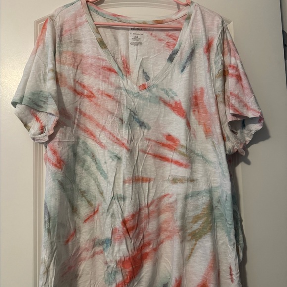 Sonoma Multicolor Tie-Dye V-Neck Tee - Picture 4 of 4